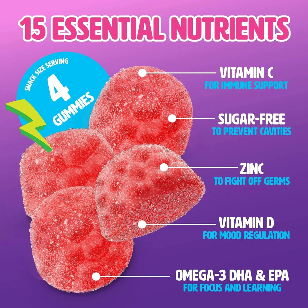 MIGHTY MINIS Slow-Crafted Sugar-Free Kids Multivitamin Gummies with Allulose | Kid-Approved Mixed Berries | for Immunity, Growth, Focus & Mood | MIGHTY MINIS Au supplements