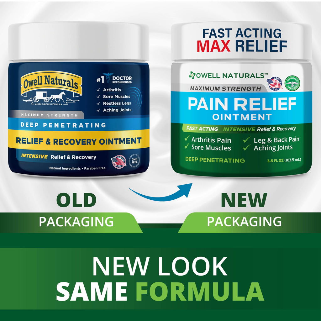 OWELL NATURALS Pain Relief Ointment Deep Penetrating Fast Acting Formula for Arthritis, Joint & Muscle Discomfort, Stiffness, Long-Lasting Soothing Balm, 3.5 oz Owell Naturals Au supplements