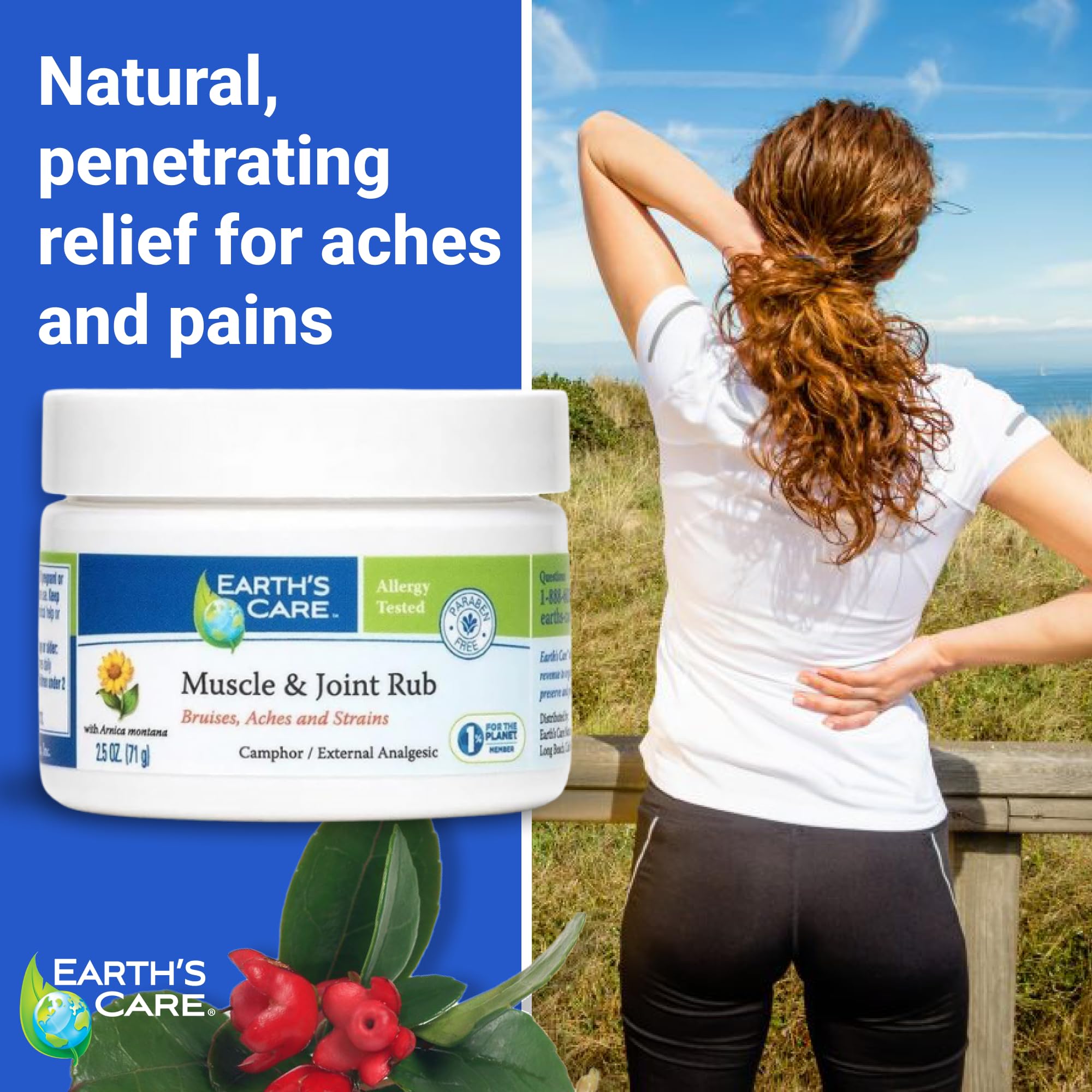 Earth's Care Muscle & Joint Rub - for Sore Muscles, Bruises, Aches and Strains - 2.5 OZ. Earth's Care Au supplements