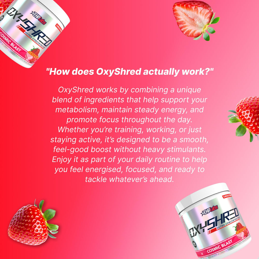 EHP Labs OxyShred Pre Workout Powder - Preworkout Powder with L Glutamine & Acetyl L Carnitine, Energy Boost Drink - Cosmic Blast, 60 Servings