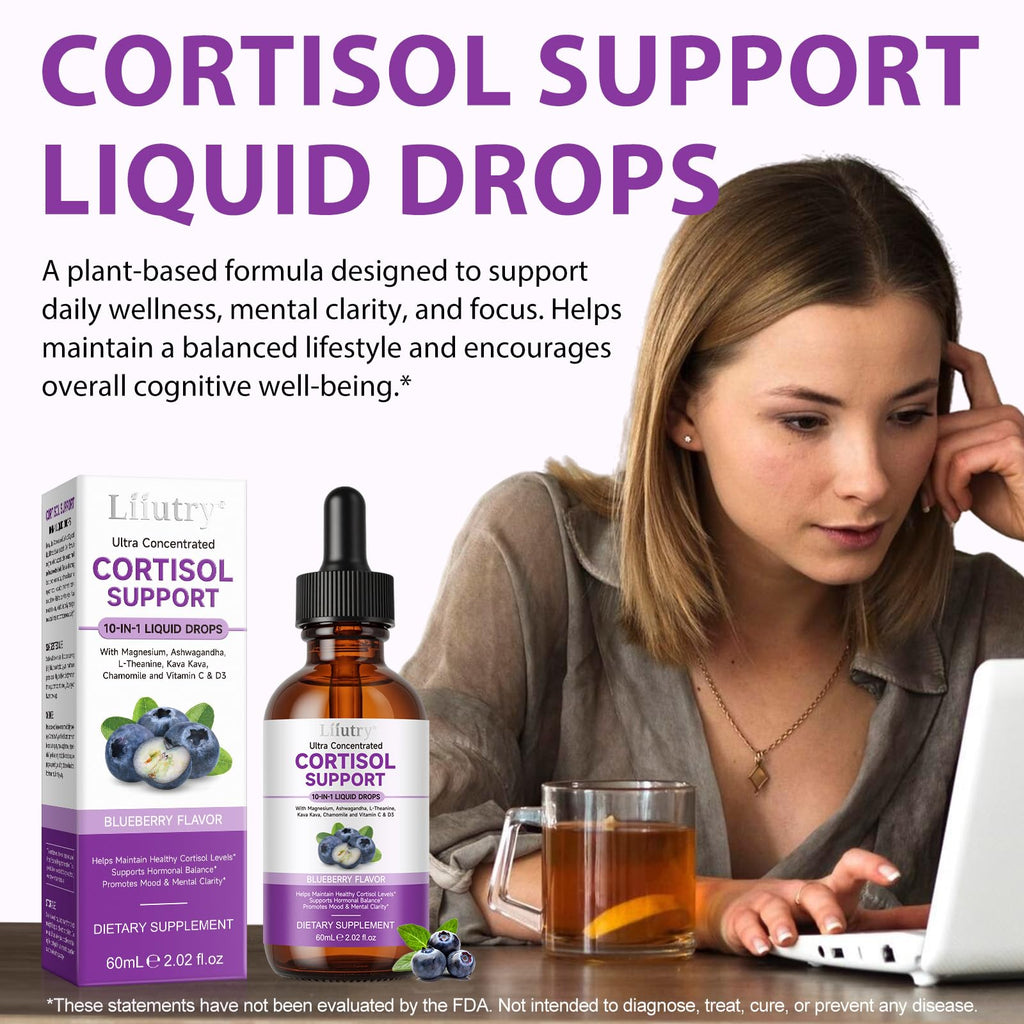 Cortisol Supplement Liquid Drops, Cortisol Supplements for Women & Men, 10 in 1 Cortisol Detox Manager Reducer with Magnesium, Ashwagandha, L-theanine, Hormone Balanced, Sleep Support - 2.02 fl.oz XCTTDXEH Au supplements