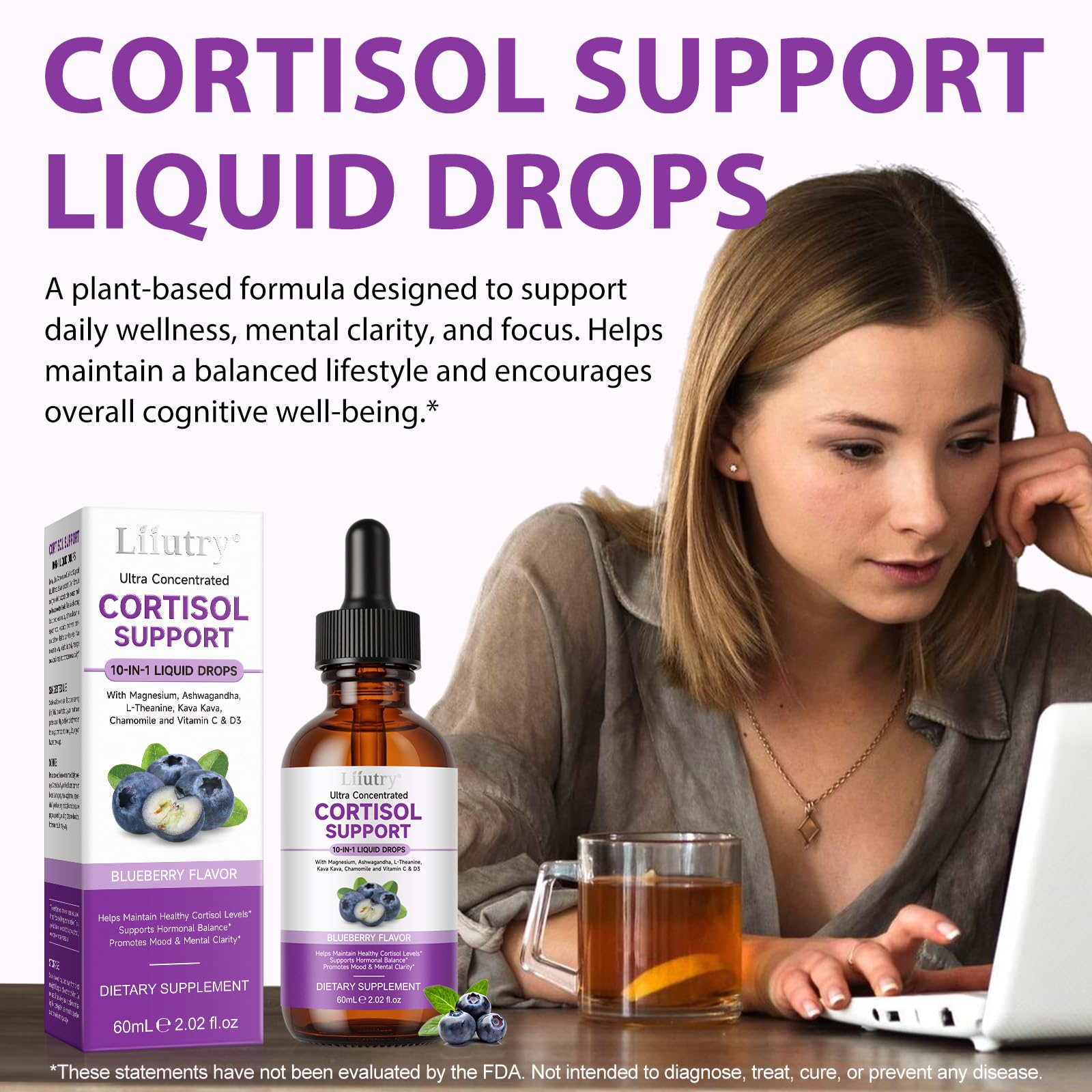 Cortisol Supplement Liquid Drops, Cortisol Supplements for Women & Men, 10 in 1 Cortisol Detox Manager Reducer with Magnesium, Ashwagandha, L-theanine, Hormone Balanced, Sleep Support - 2.02 fl.oz XCTTDXEH Au supplements