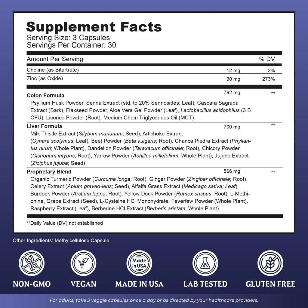 Liver Cleanse Detox & Repair with Colon Cleanse - Milk Thistle, Dandelion Root, Psyllium Husk Fiber Nutreb Au supplements