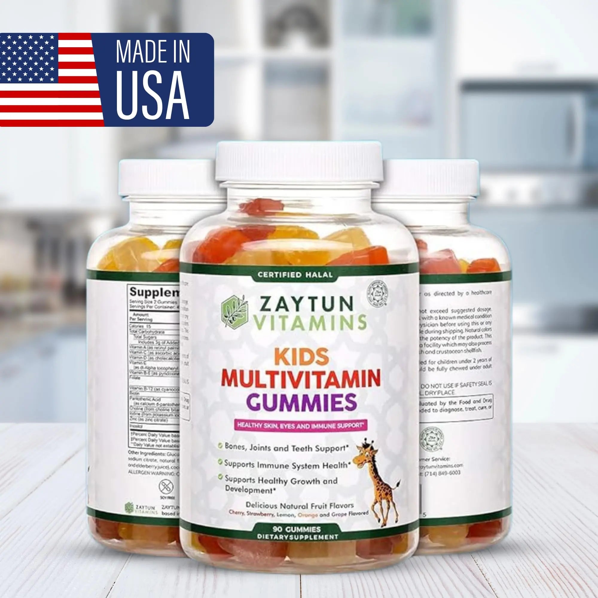 Zaytun Halal Vitamins for Kids Multivitamin Gummies, Naturally Sourced Vitamin A, C, D, E, B6, B12, Biotin - Vegetarian, No Gelatin Zaytun Vitamins Au supplements