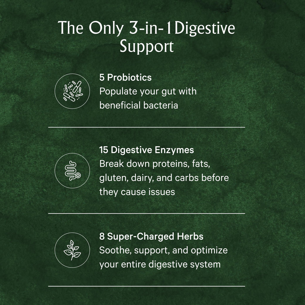 Juna Digestive Enzymes + Probiotic — 3-in-1 Daily Gut Support for Bloat Relief, Smooth Digestion & Microbiome Balance | 15 Enzymes, 5 Probiotics, 8 Botanicals | Vegan, 3rd-Party Tested | 60 Capsules Juna Au supplements
