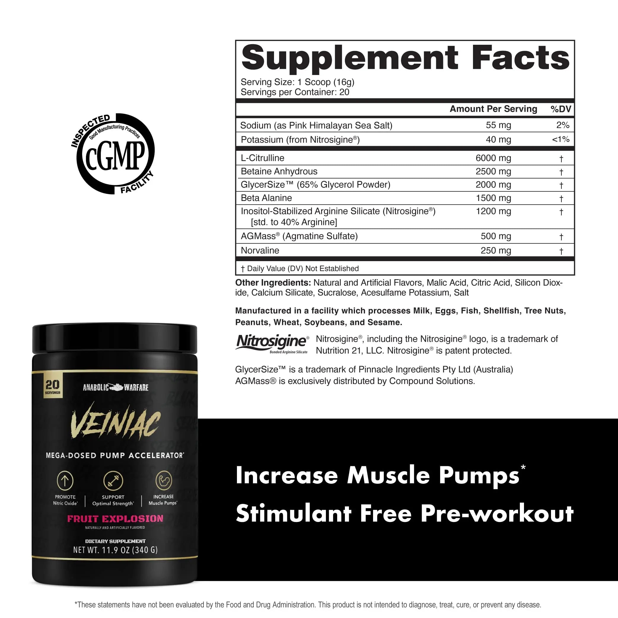 Anabolic Warfare Veiniac Muscle Pump Activator Supplement Stimulant Free Pre-Workout Anabolic Warfare Au supplements