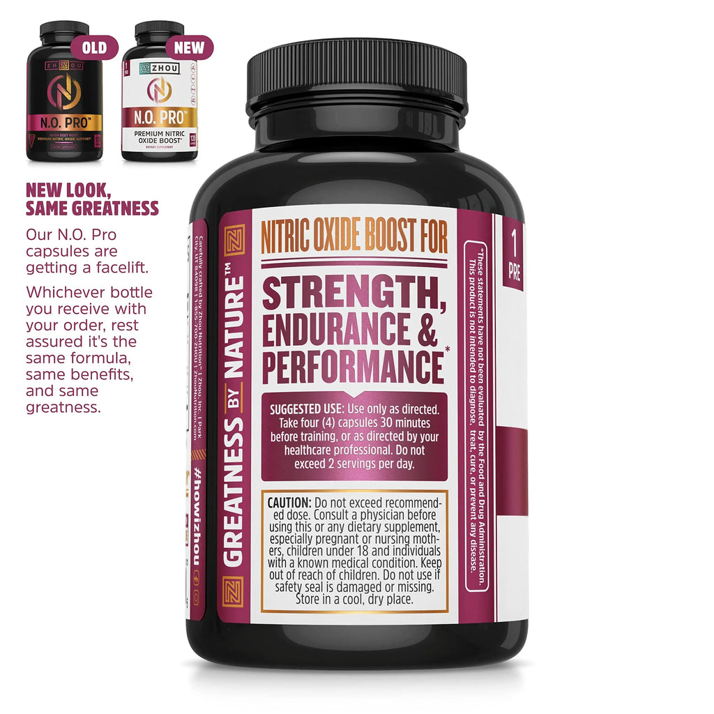 Zhou Nitric Oxide with L Arginine, Citrulline Malate, AAKG and Beet Root | Powerful N.O. Zhou Nutrition Au supplements