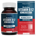 BioActive Vitamin B12 - 5000 mcg, Contains 3 BioActive Forms B12 Plus Methylfolate Cofactor - Methyl B12, Adenosyl B12 & Hydroxy B12 | Supports Energy