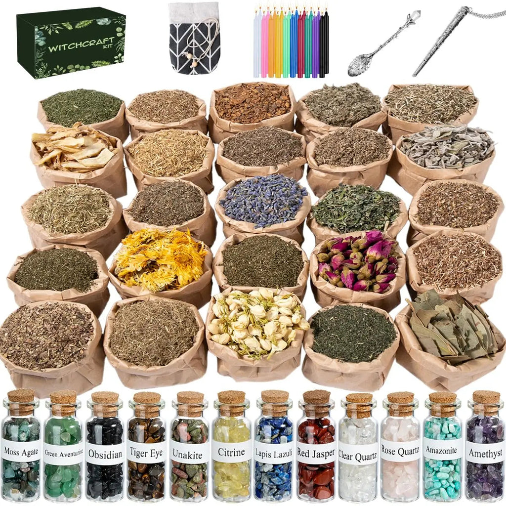 JUSTASHOW 61PCS Witchcraft Supplies for Wiccan Spells, Witchcraft Starter Kit, Spell Candles JUSTASHOW Au supplements