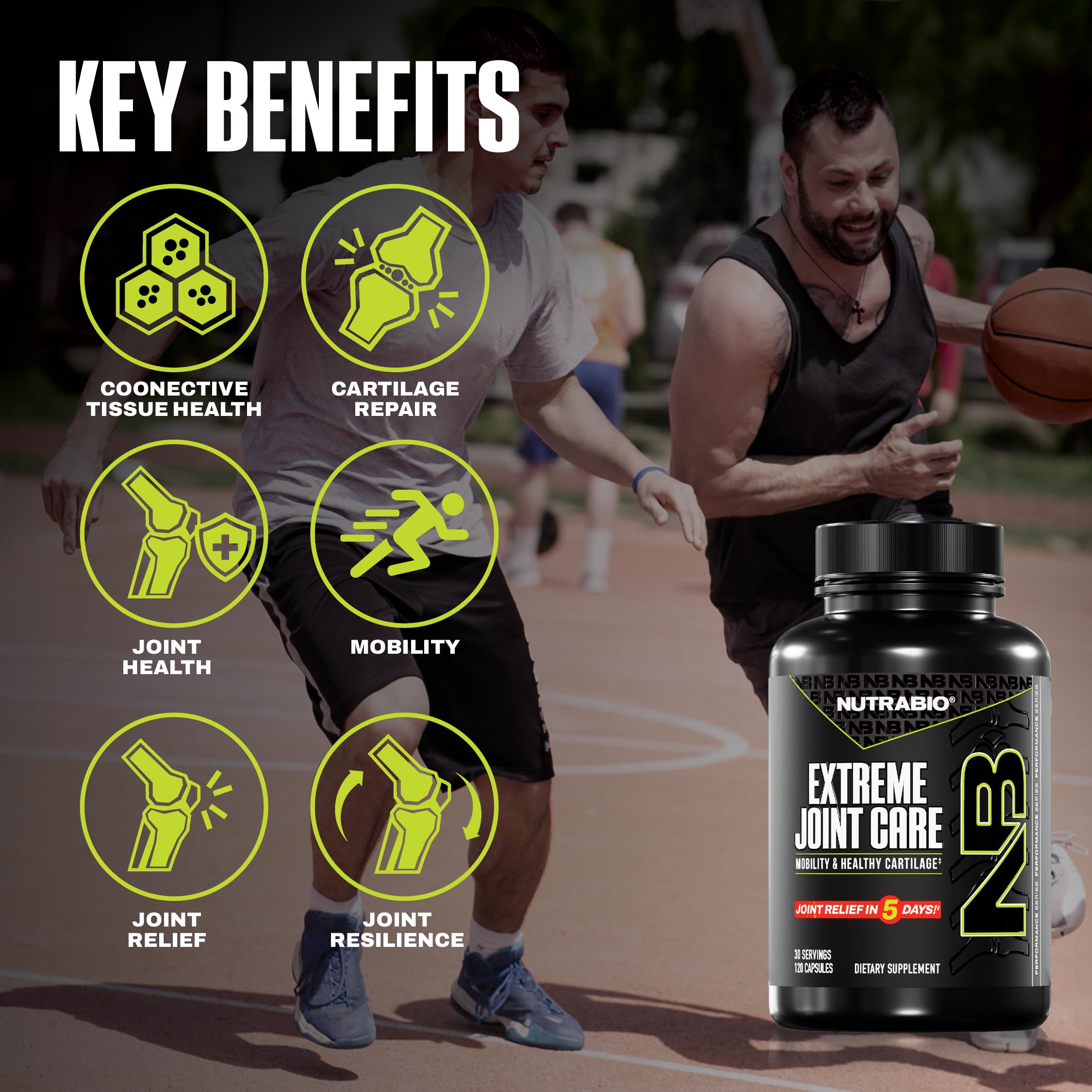 NutraBio Extreme Joint Care - Joint Support Supplement - Joint Health Supplement, Supports Joints, Mobility, and Cartilage - 120 Capsules NutraBio Au supplements