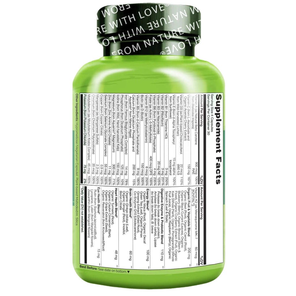 NATURELO Whole Food Multivitamin for Women - with Vitamins, Minerals, & Organic Extracts - Supplement for Energy and Heart Health NATURELO Au supplements