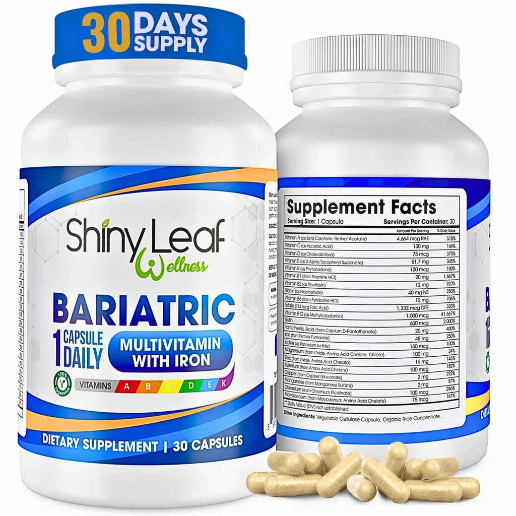 Bariatric Multivitamin with Iron One Capsule Per Day and CoQ10 100mg Supplement for Brain Health and Energy Management Shiny Leaf Au supplements