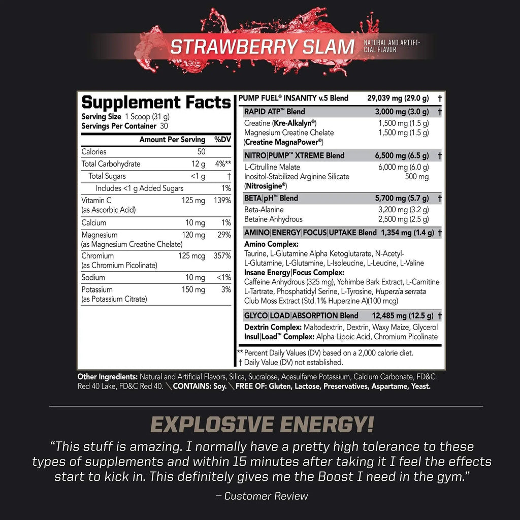 PMD Sports Ultra Pump Fuel Insanity - Pre Workout - Strawberry Slam (30 Servings) Sports PMD Au supplements