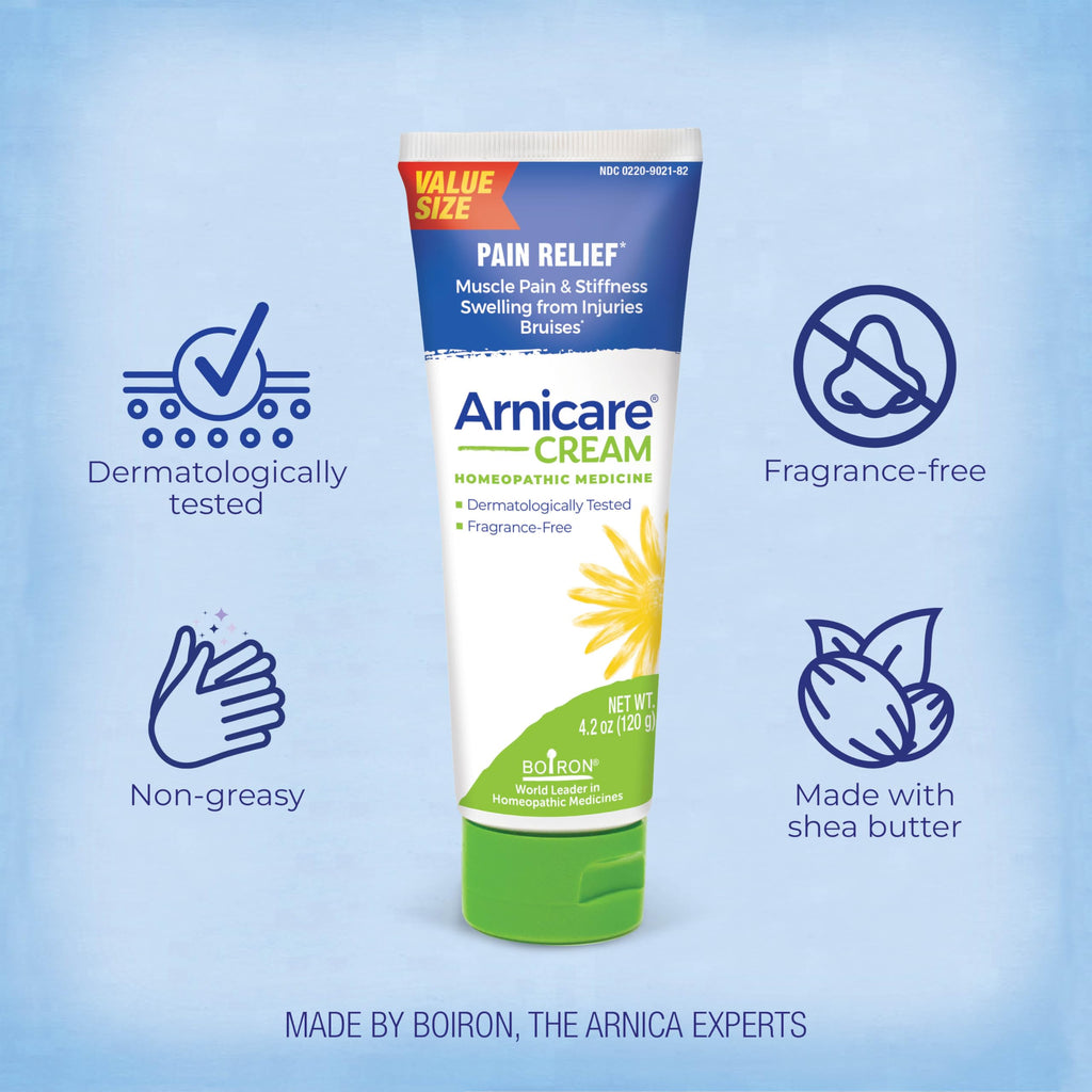 Boiron Arnicare Cream for Joint Pain, Muscle Pain, Swelling, Soreness, Stiffness, and Bruises - Fast Absorbing and Fragrance-Free - 4.2 oz Boiron Au supplements