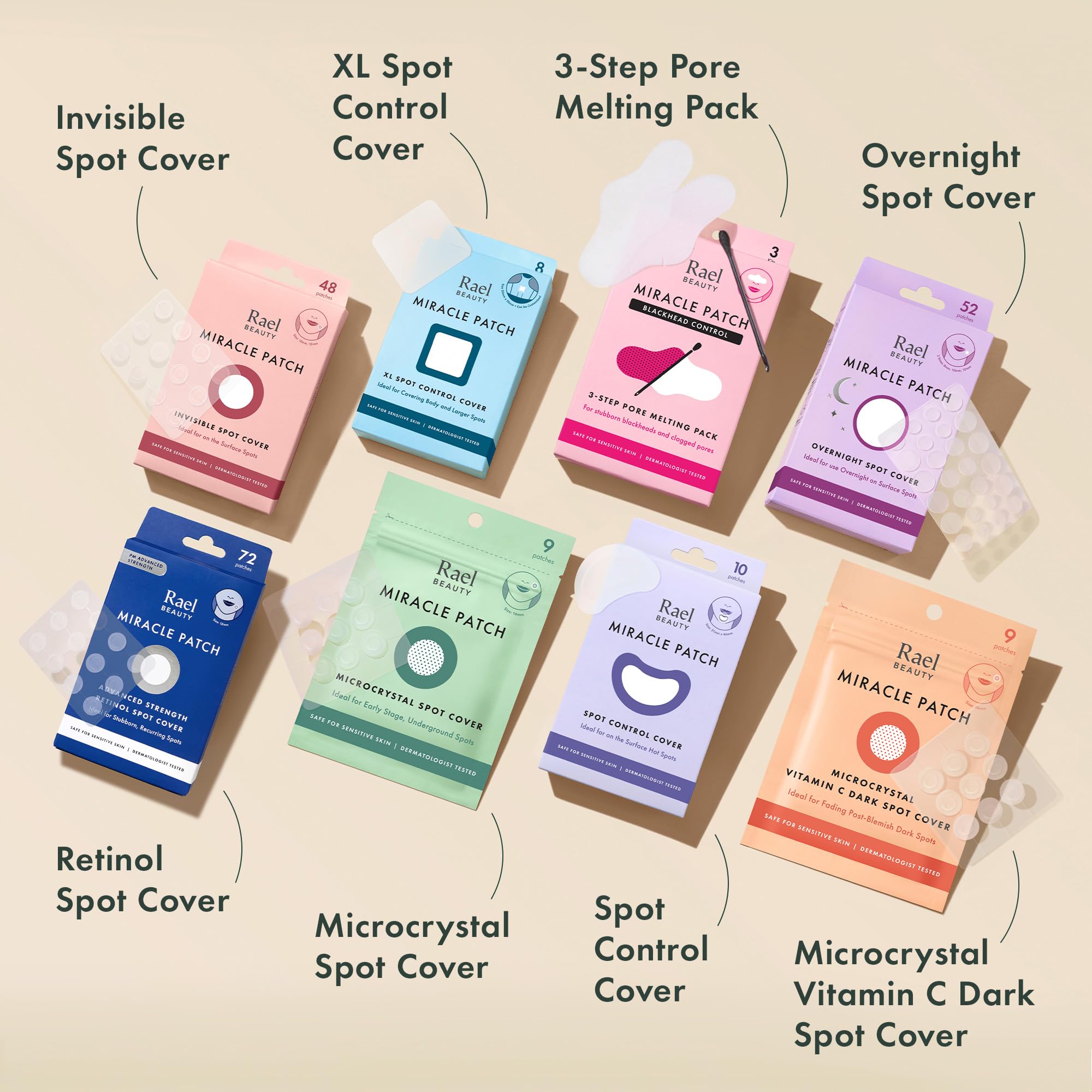 Rael Pimple Patches, Miracle Invisible Spot Cover - Hydrocolloid Acne Pimple Patch