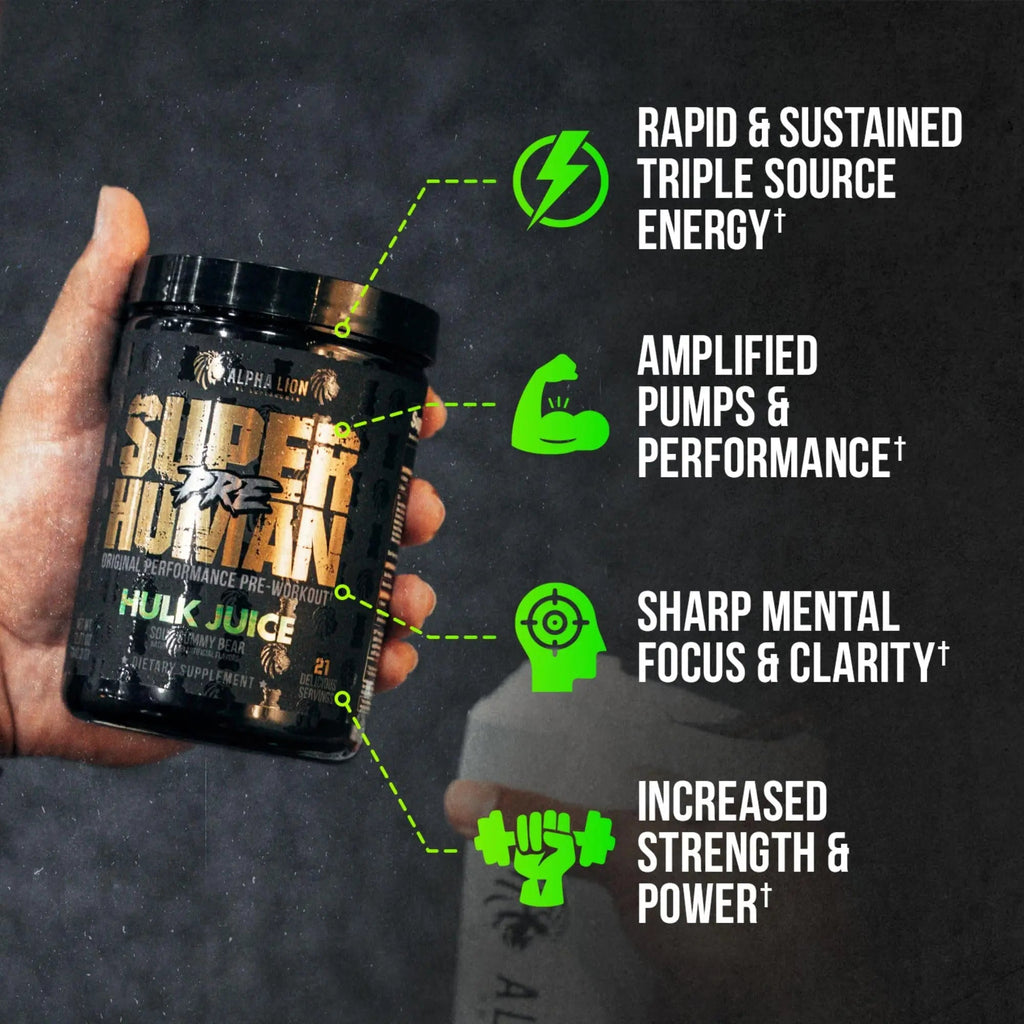 ALPHA LION Superhuman Pre Workout Powder & Post Workout Recovery Bundle, Sustained Energy & Focus + Lean Muscle Growth, Strength & Volume (Hulk Juice & Muscle Marg ALPHA LION Au supplements