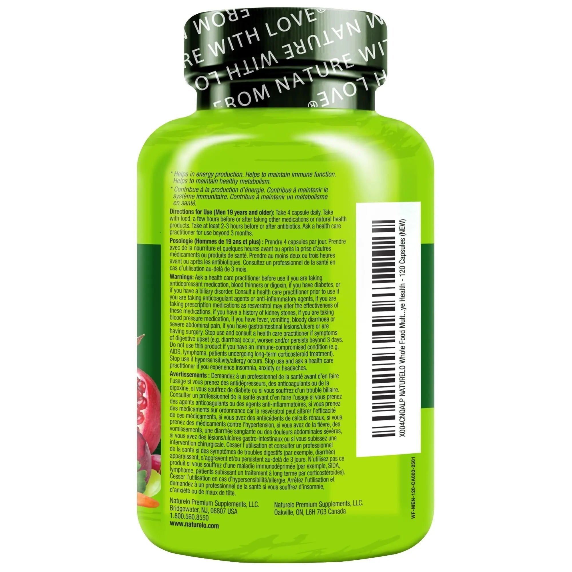 NATURELO Mens Multivitamins - Whole Food Multivitamin for Men with Vitamins, Minerals - 120 Vegetarian Capsules for Energy, Brain, Heart, Eye Health* NATURELO Au supplements