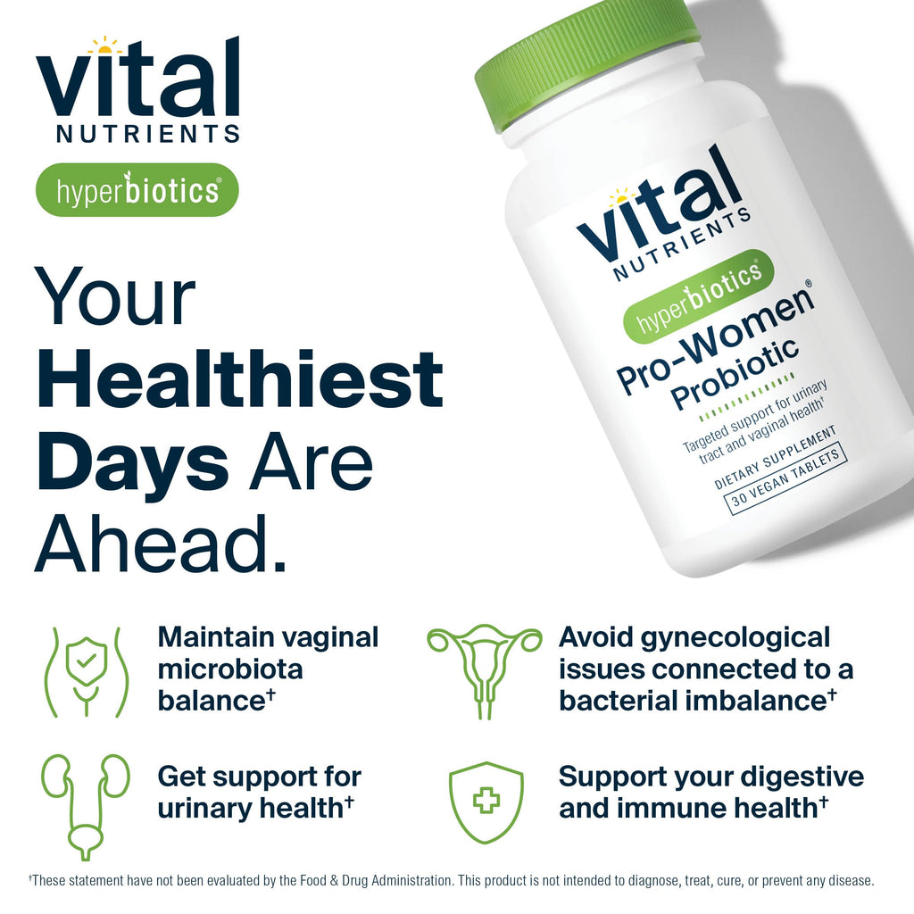 Hyperbiotics Vital Nutrients Pro Women Probiotics for Women | Vaginal Probiotics for PH Balance | Oral Probiotic for Vaginal Health and Urinary Tract Health | 6 Targeted Strains | 30 Vegan Tablets