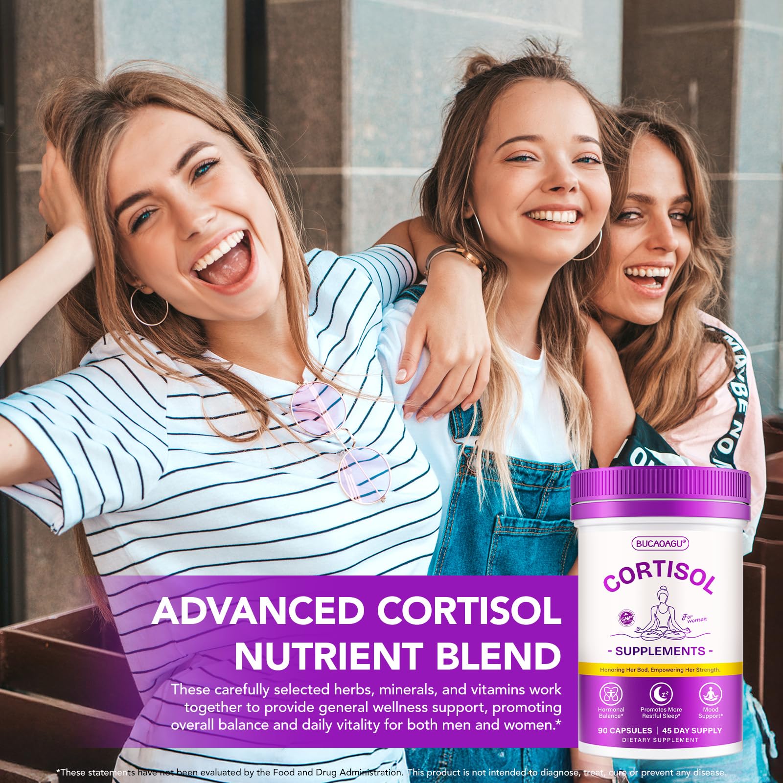 BUCAOAGU Cortisol Supplements for Women - Cortisol Reducer & Stress Support - Magnolia Bark, Rhodiola Rosea, Holy Basil, Magnesuim, Phosphatidylserine - Hormone Balance & Mood, Focus, Sleep Support BUCAOAGU Au supplements