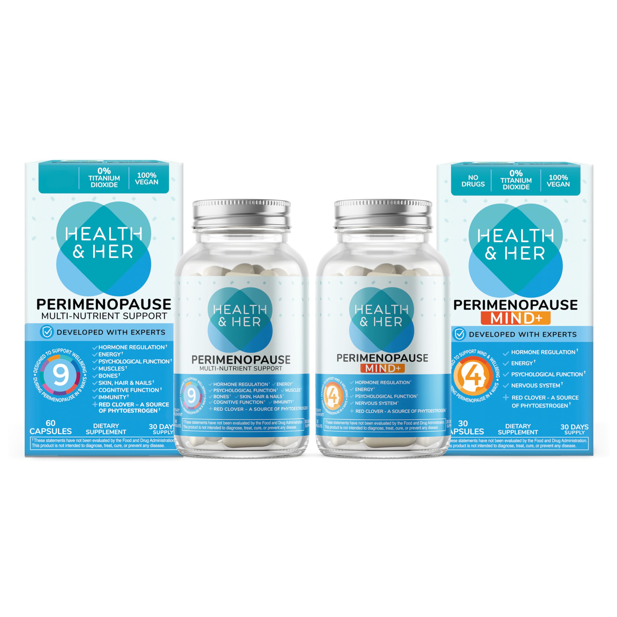 Health & Her Perimenopause & Mind+ - Multi-Nutrient and Cognitive Function Support Bundle (1-Month Supply) Health and Her Au supplements