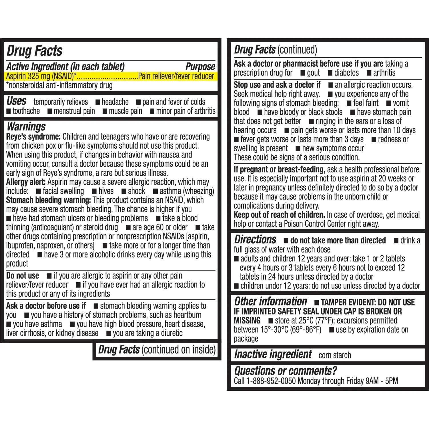 HealthA2Z® Aspirin 325mg | Uncoated Tablets |Original Strength | Pain Reliver | Fever Reducer | Compare to Bayer® Active Ingredients… (300 Counts) HealthA2Z Au supplements