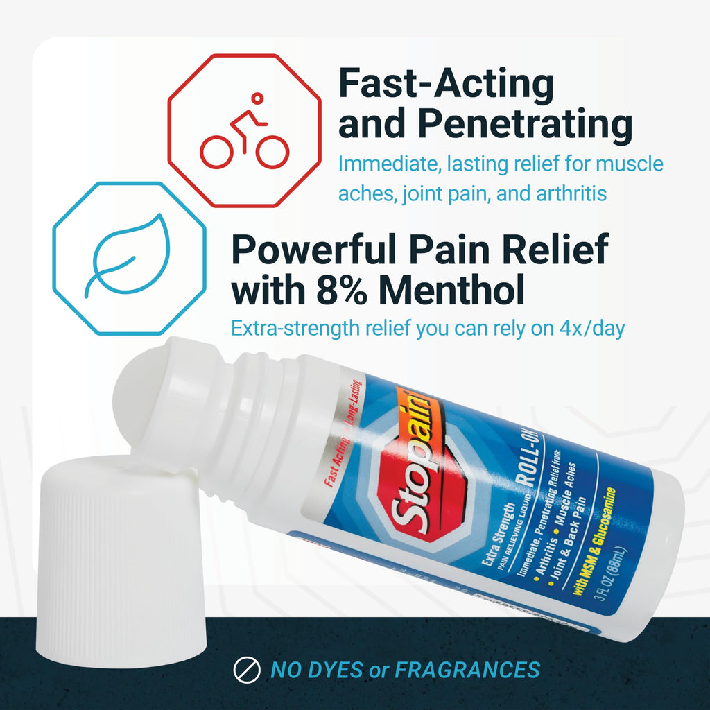 Stopain Pain Relief Combo Set (Gel, Roll On, Spray) USA Made, Max Strength Fast Acting with MSM, Glucosamine, Menthol for Lower Back, Knee, Neck HSA FSA Topical Analgesic Products Stopain Au supplements