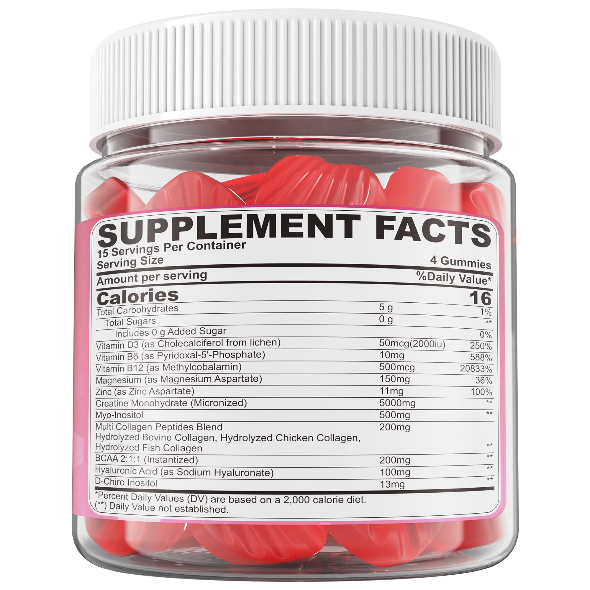 Creatine for Women Gummies, Micronized Creatine Monohydrate + Myo-Inositol, Collagen Peptides, BCAAs, Hyaluronic Acid, Vitamin B6 B12, Zinc for Enërgy, Föcus, Hörmonal Balance, Sugar Free, 120 Counts LILICARE Au supplements