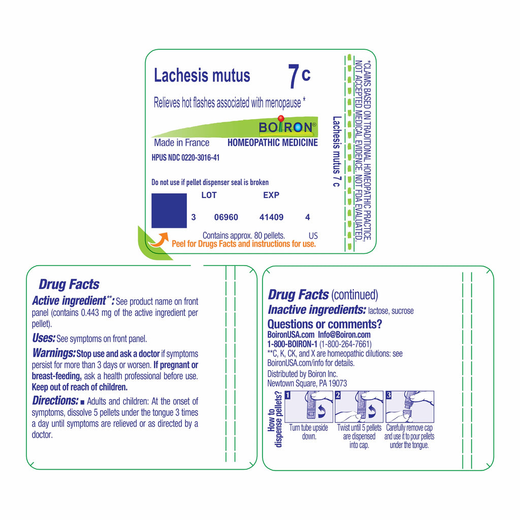 Boiron Lachesis Mutus 7C for Hot Flashes from Menopause - 80 Pellets Boiron Au supplements