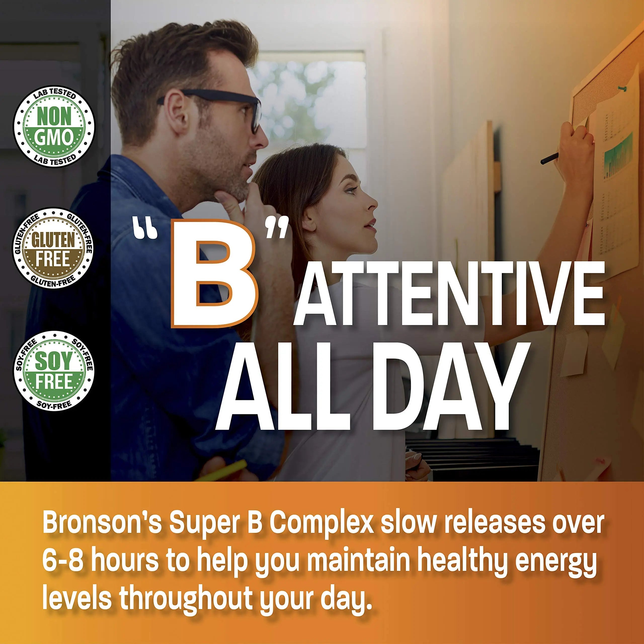 Bronson Super B Vitamin B Complex Sustained Slow Release Vitamin B1, B2, B3, B6, B9 Bronson Au supplements