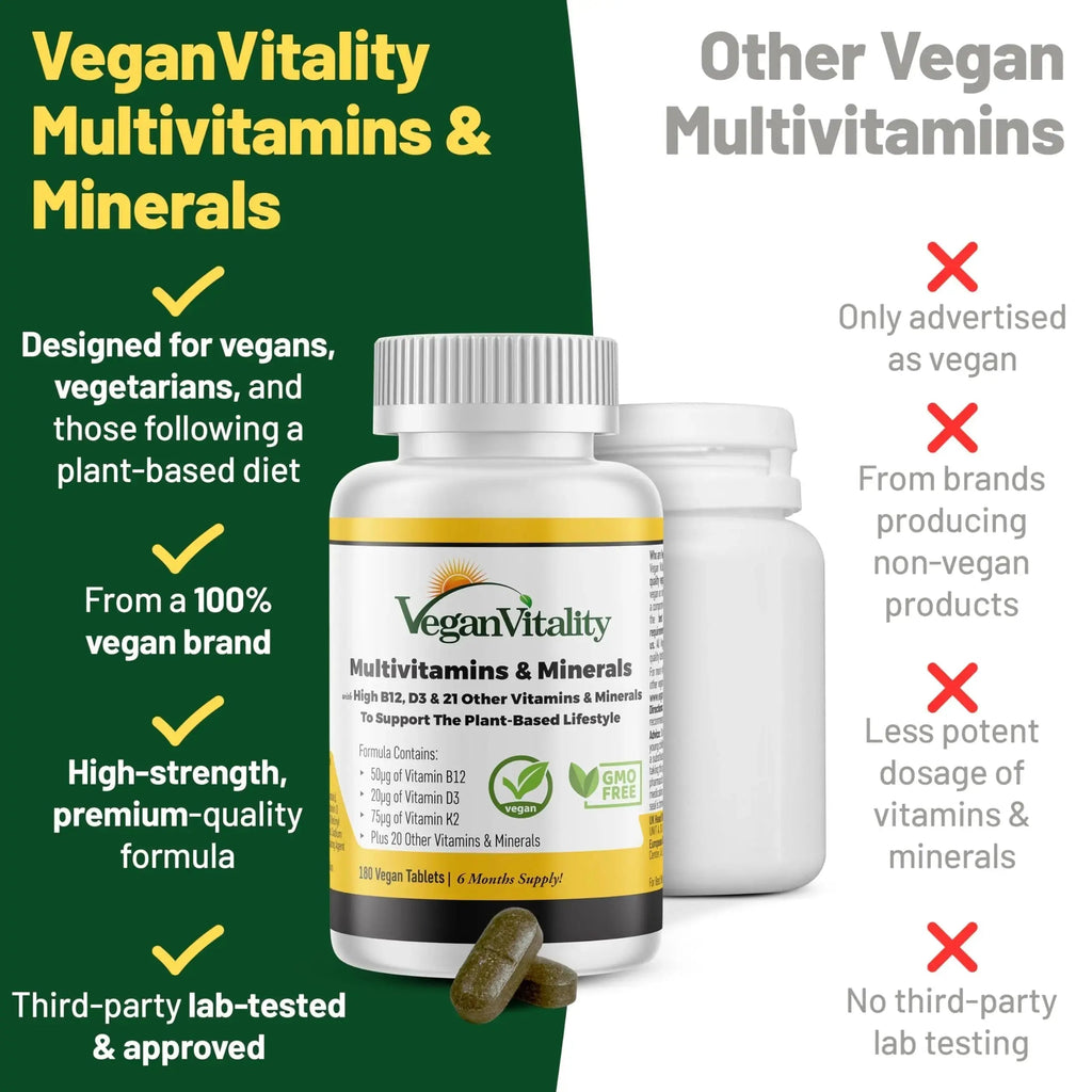 Vegan Vitality Immunity Booster Bundle 6 Months - Vegan Multivitamins and Vegan Omega 3 Algae Oil. High Strength Plant Based Formula for Immunity Vegan Vitality Au supplements