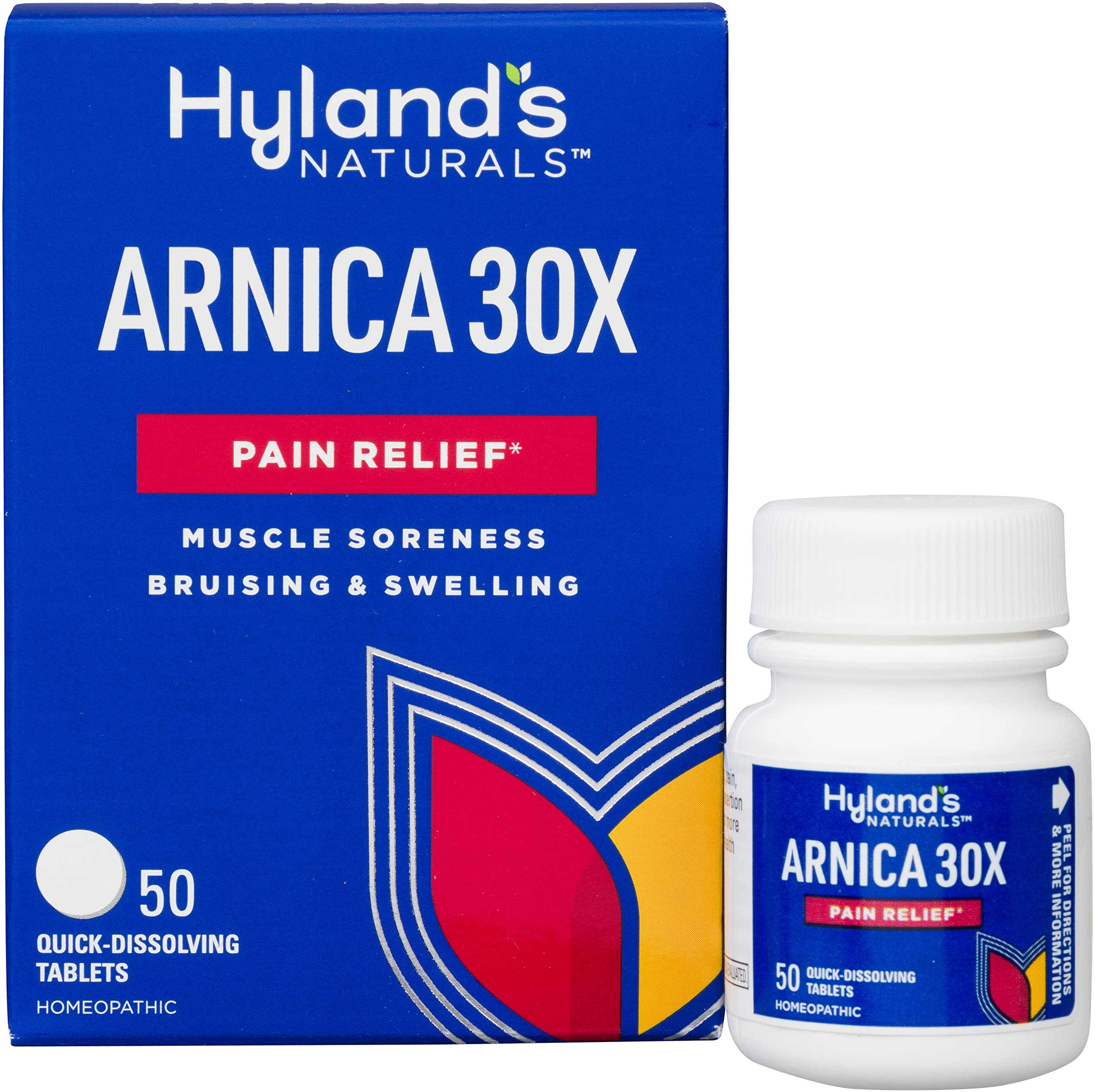Hyland's Arnica Montana 30x Tablets, Natural Relief of Bruises, Swelling and Muscle Soreness, Quick Dissolving Tablets (Pack of 1, 50 Count Total) Hyland's Au supplements