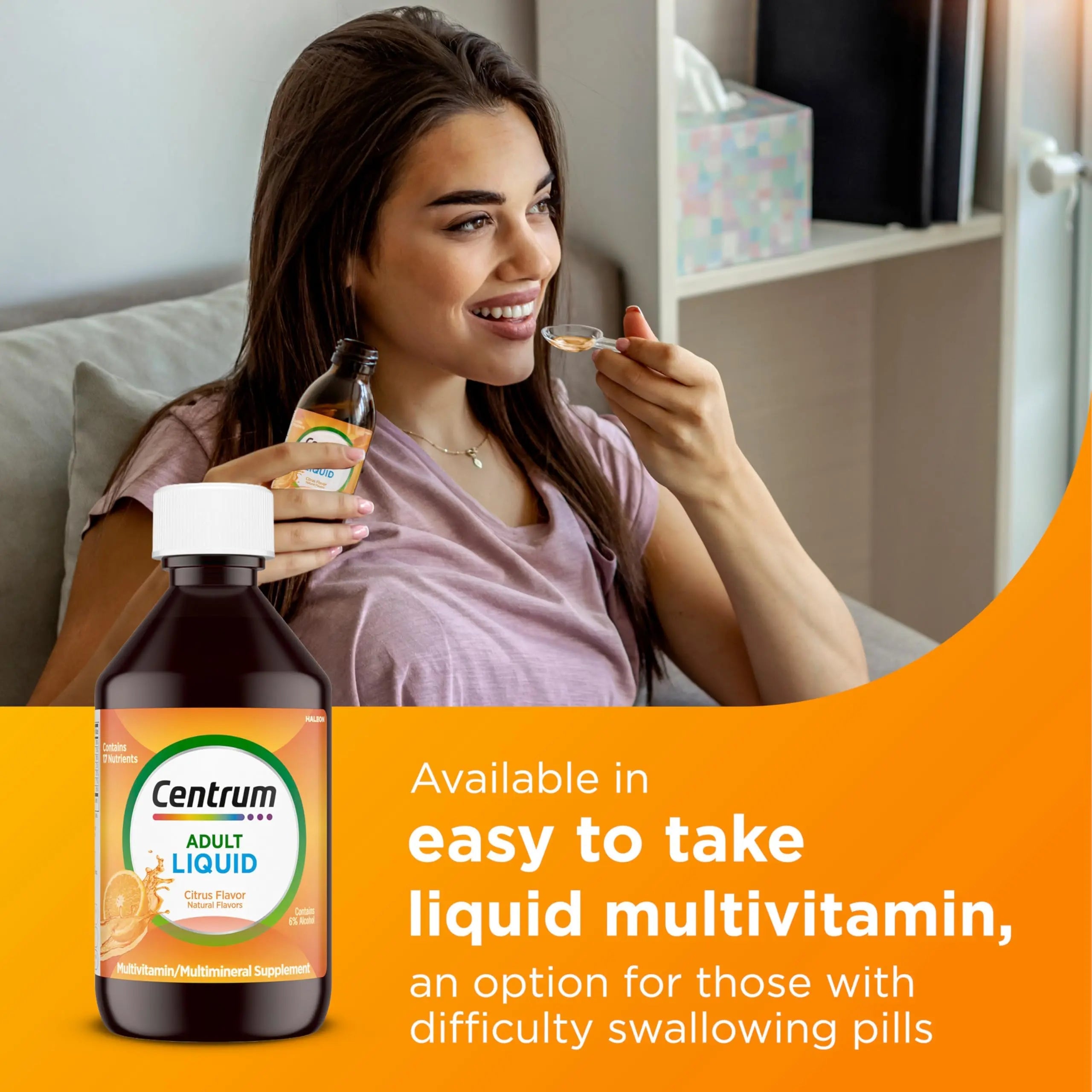 Centrum Liquid Multivitamin for Adults, Multivitamin/Multimineral Supplement with B Vitamins and Antioxidants, Citrus Flavor - 8 Fl Oz Centrum Au supplements