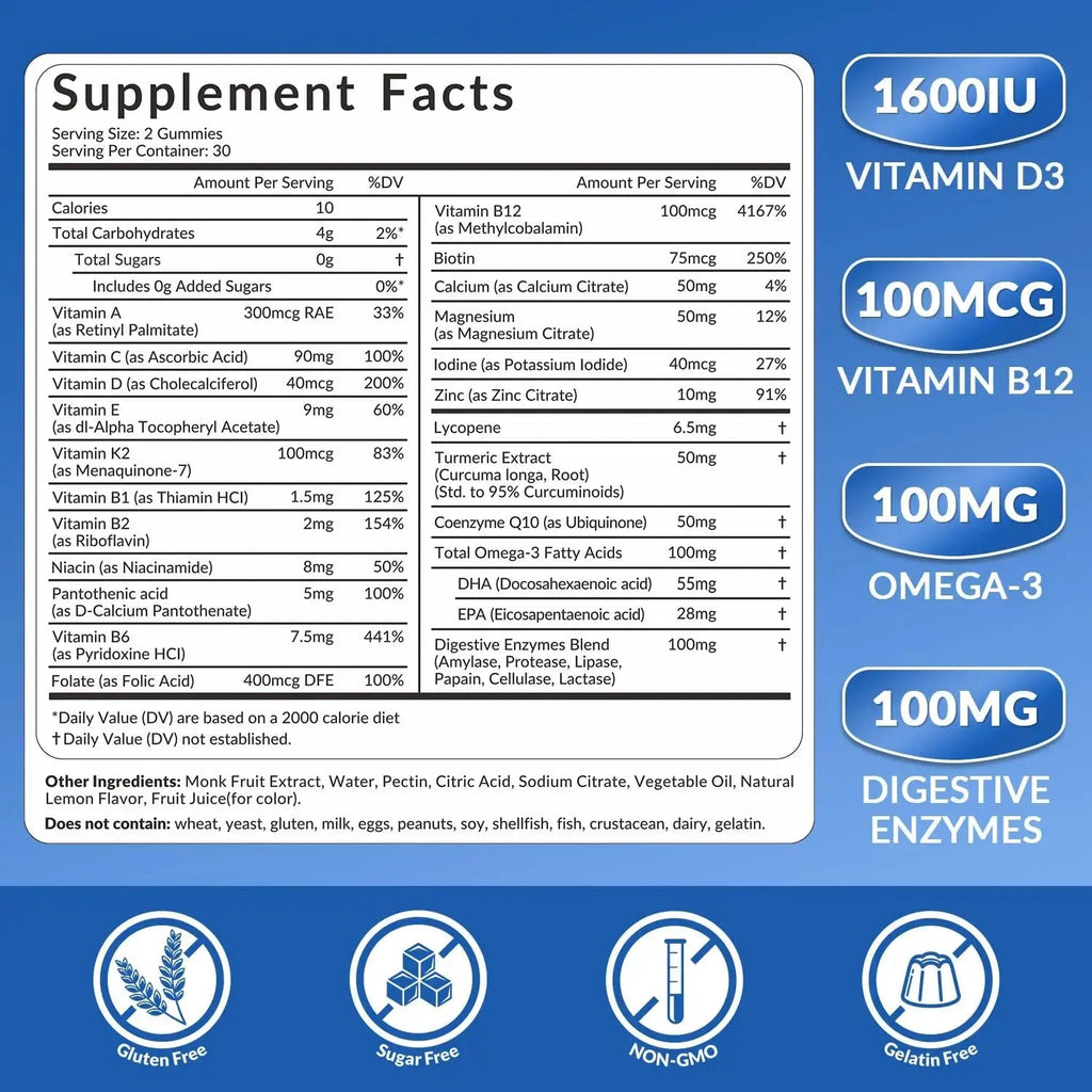 WEEVIT Mens Multivitamins Gummies, Omega 3, CoQ10, Turmeric, Lycopene, Digestive Enzymes, Daily Mens Vitamins A C D E B6 B12 WEEVIT Au supplements