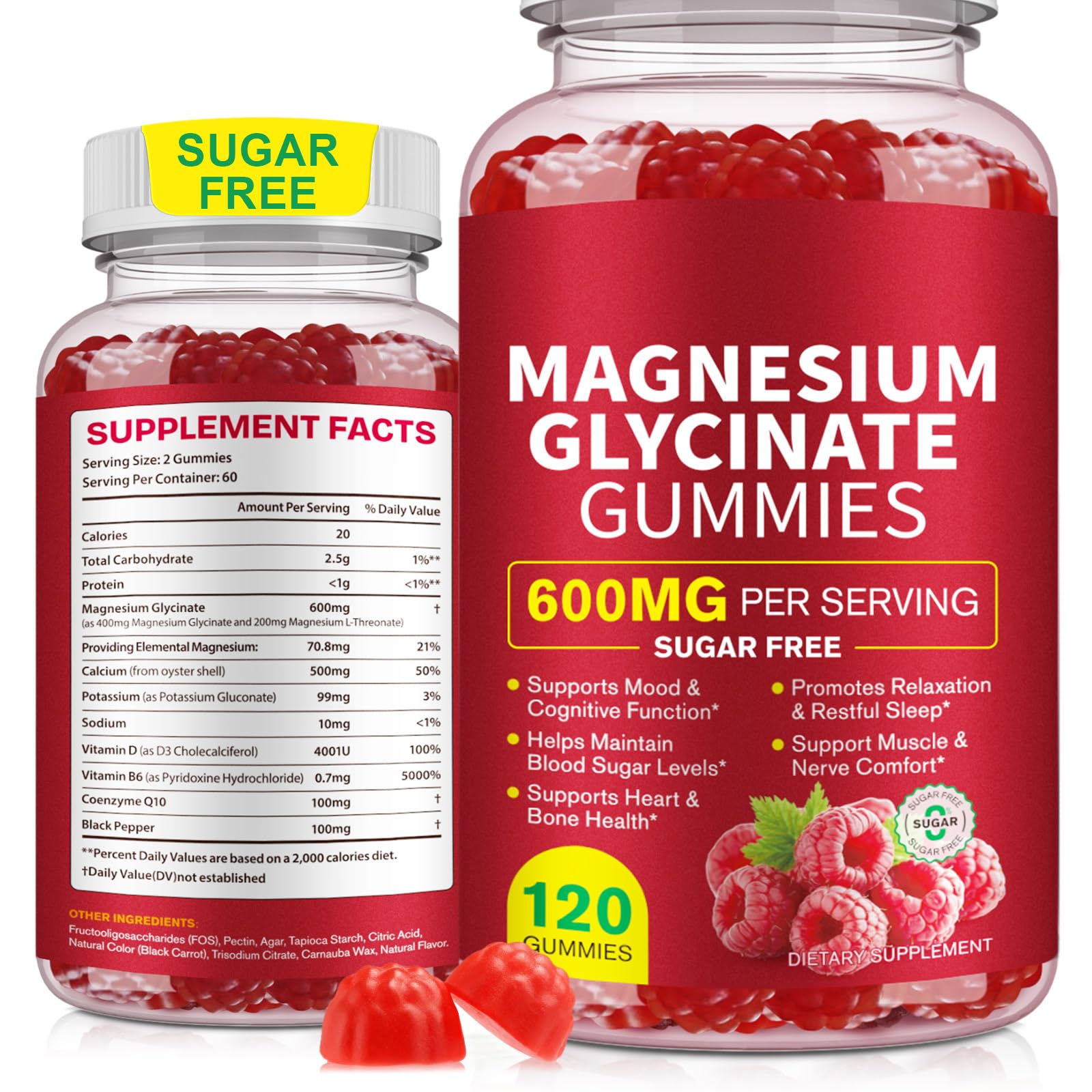 120 Count Magnesium Glycinate Gummies 600mg for Adults, Supports Relaxation, Magnesium Glycinate Chewable,