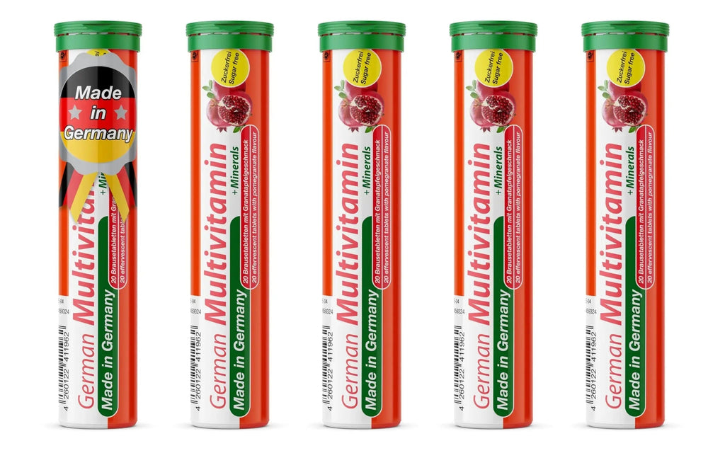 T&D German Multvitamin + Minerals 10 Vitamins 2 Minerals - 100 Vegan Drink Effervescent Tablets - Pomegranate Flavor T&D Au supplements