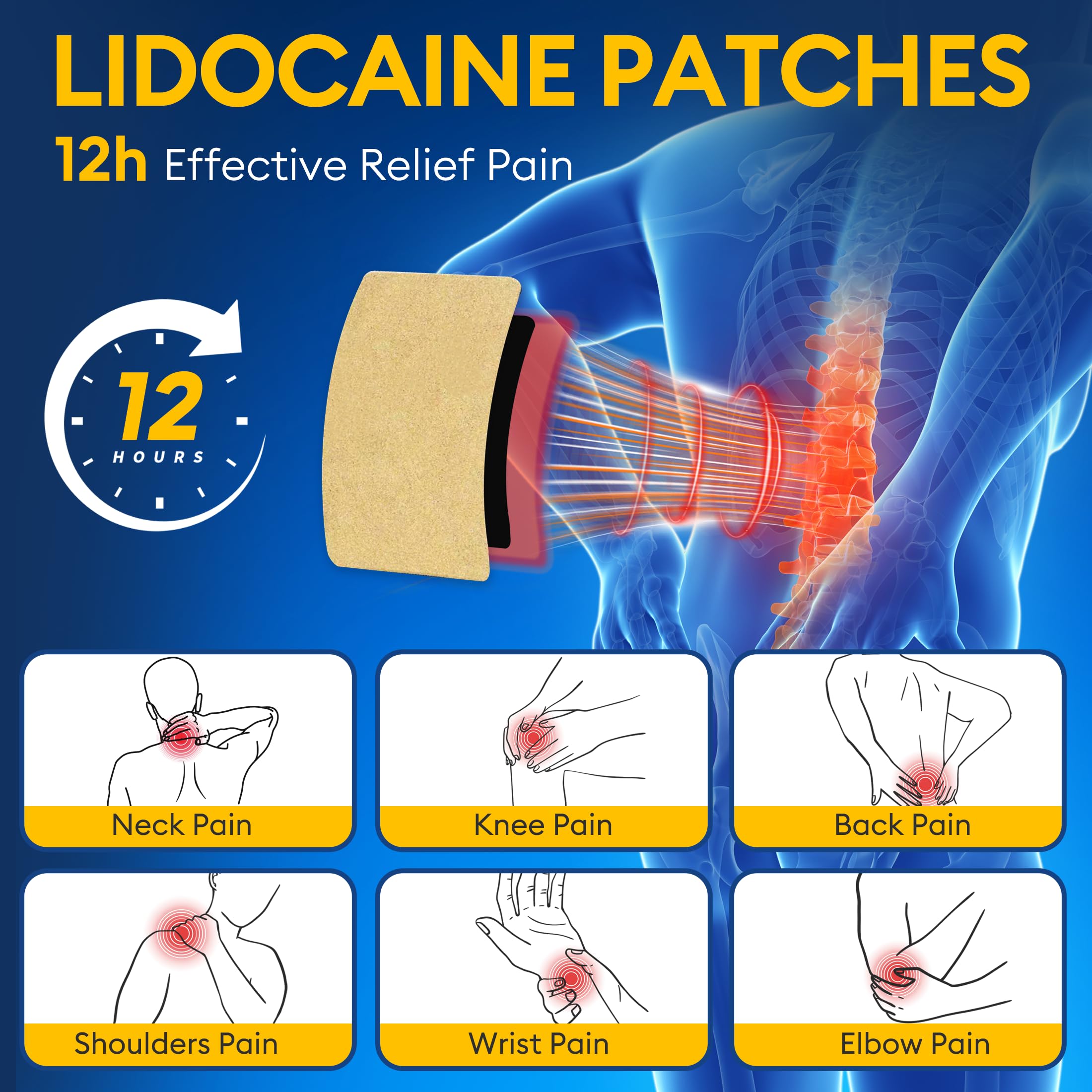 SZLGANG 4% Lidocaine Pain Relief Patches - (Large, 30, Count) Maximum Strength Relief for Back, Neck, Shoulder, Joint & Muscle Pain, 3.9”x 5.5”-03O SZLGANG Au supplements