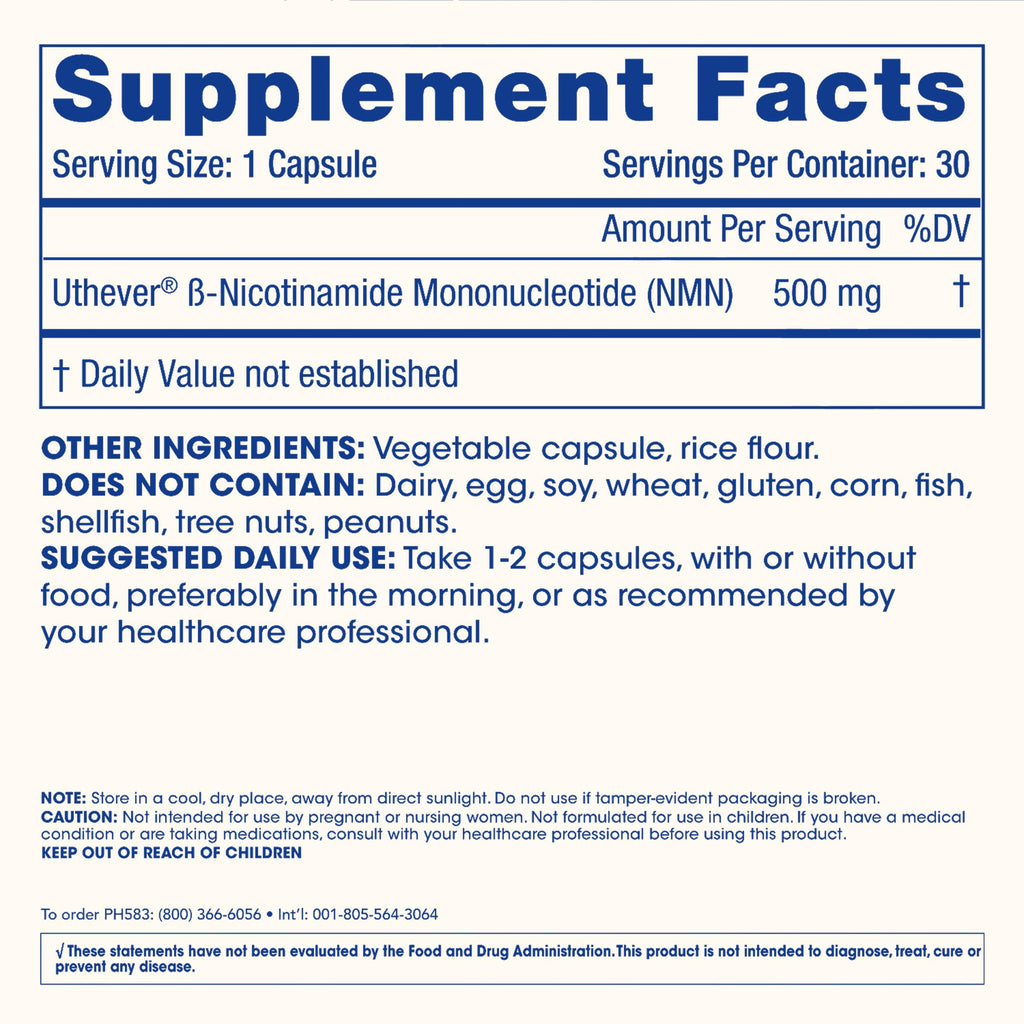 ProHealth NMN Pro 500 (30 Capsules) Clinically Studied Uthever® NMN. NAD+ Precursor for Cellular Energy, Mitochondrial Support & Healthy Aging. USA Manufactured, Triple Lab-Tested ProHealth Au supplements