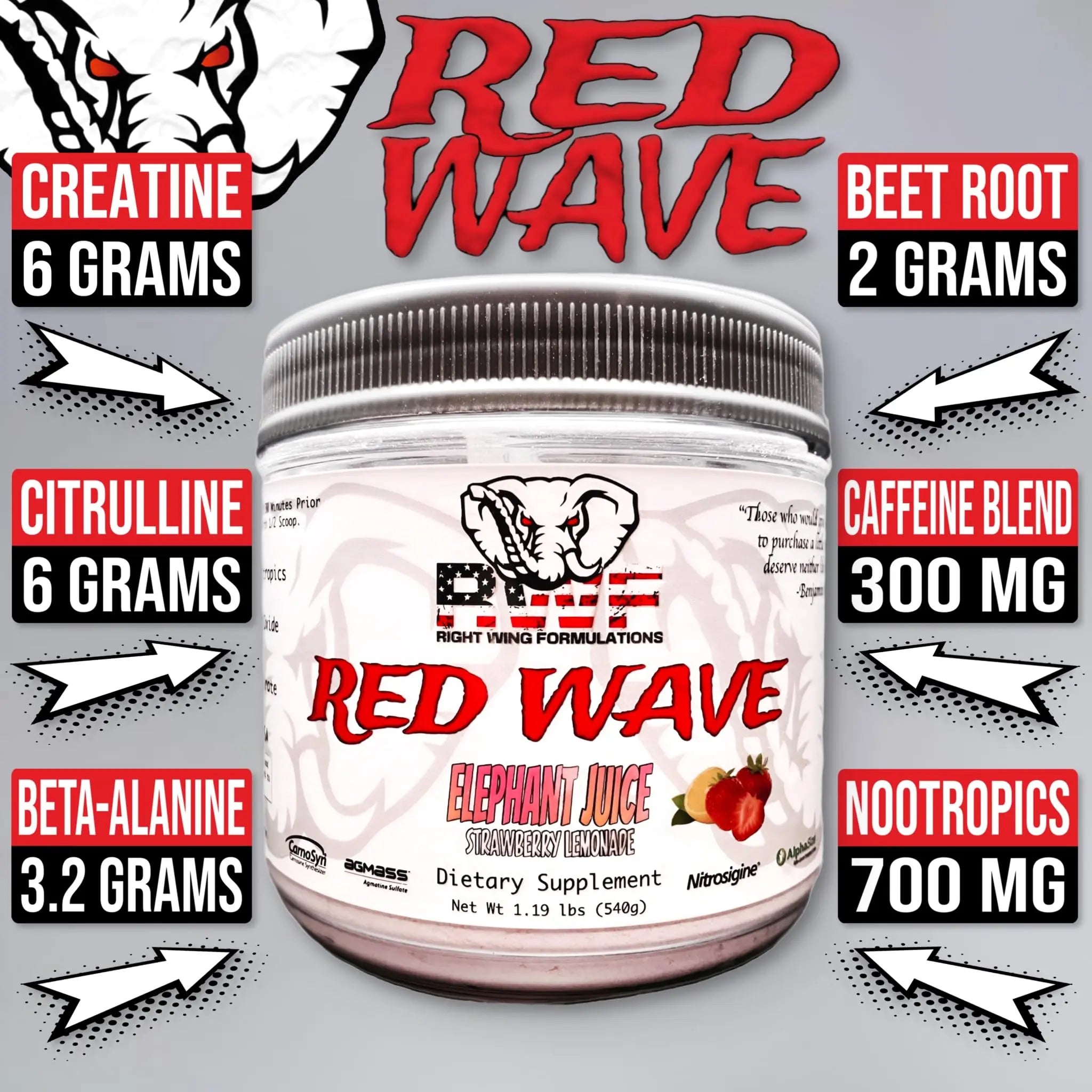 Red Wave Pre Workout Powder With Creatine, Perfect For Men And Women Right Wing Formulations Au supplements