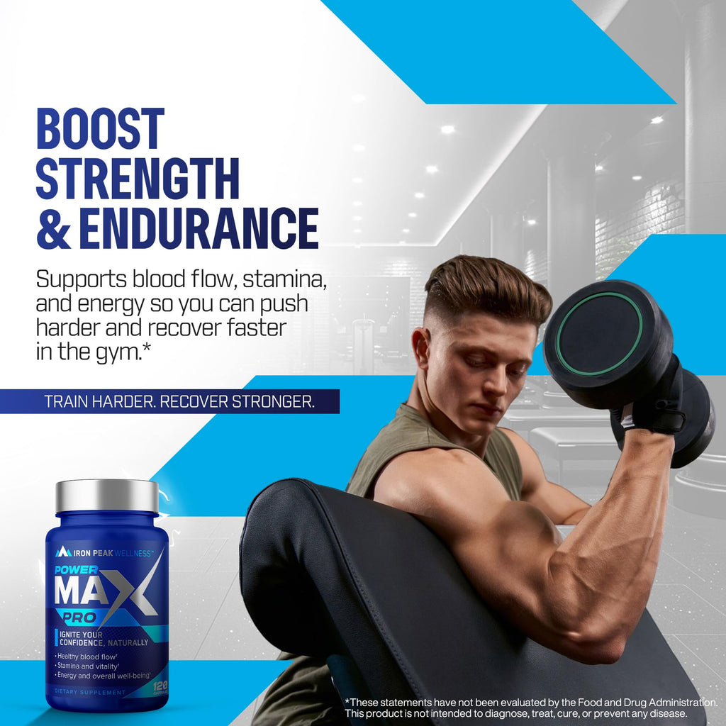 Testosterone Booster Pills for Men - Male Enhancing Supplement - Fast Acting Blood Flow, Muscle Growth, Strength, Energy, Libido, Endurance, Workout - Natural Performance Test Boost - 60 Day Serving IronPeak Wellness Au supplements