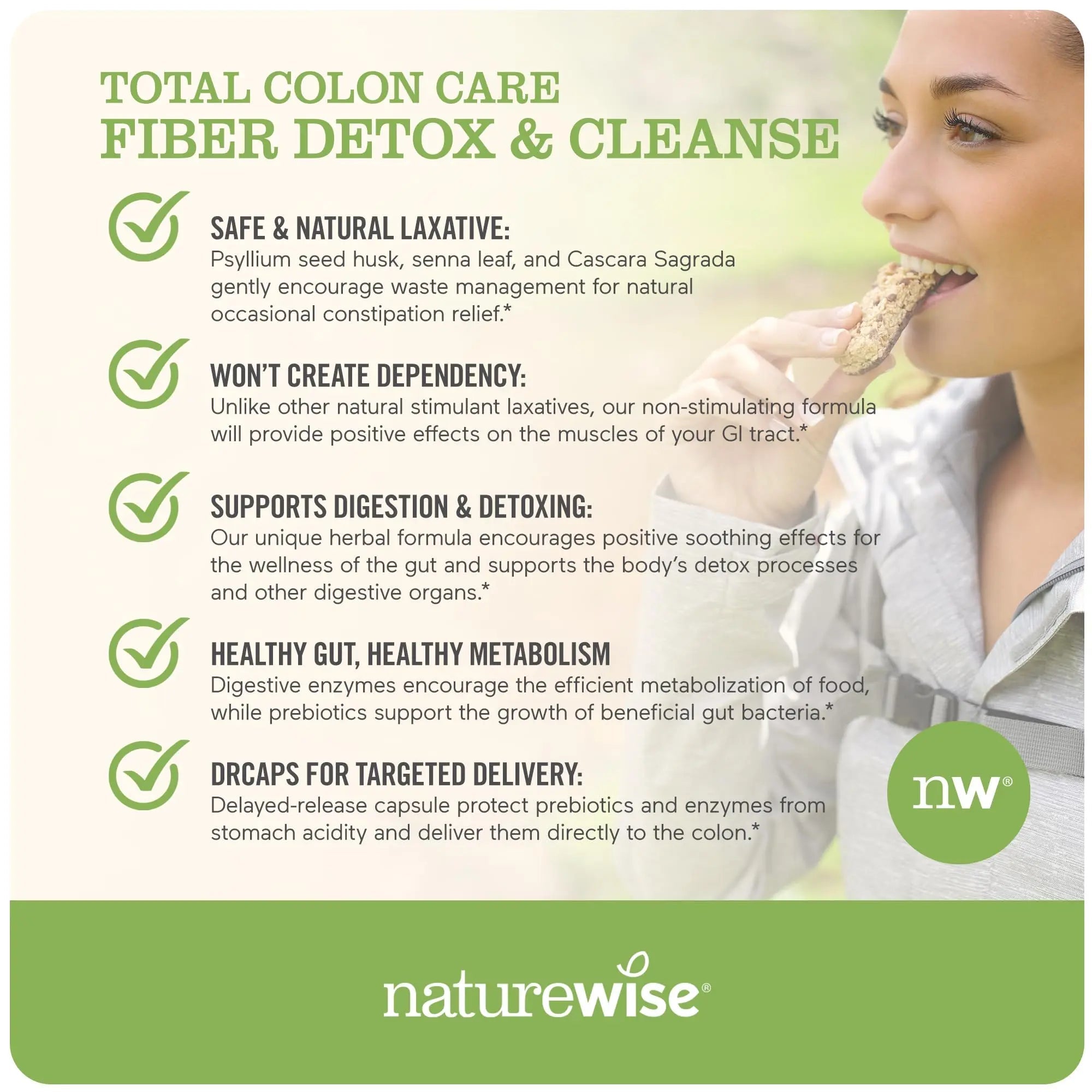 NatureWise Total Colon Care Fiber Cleanse with Herbal Laxatives, Prebiotics, & Digestive NatureWise Au supplements