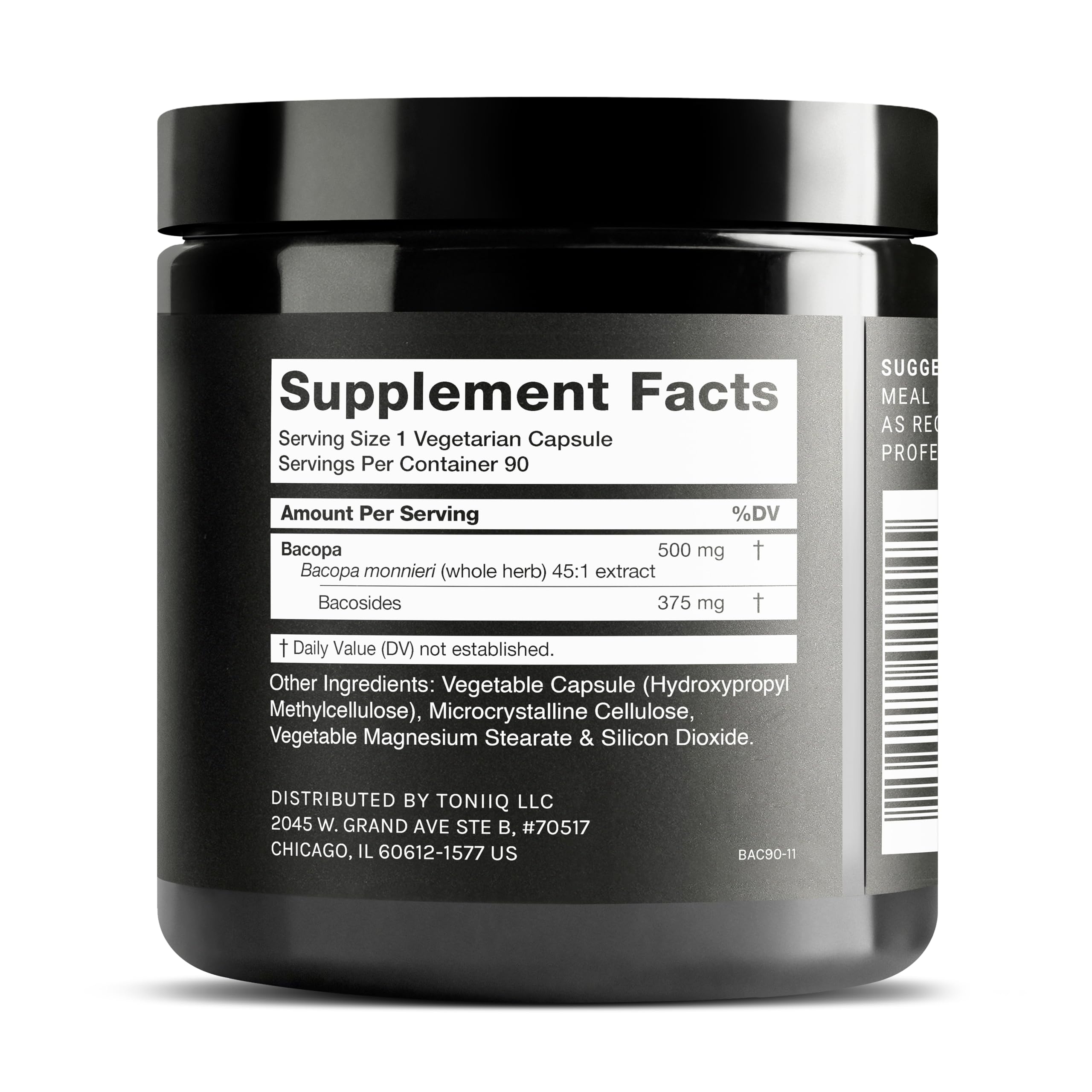 Toniiq Bacopa - Ultra High Potency 45:1 Extract with 75% Bacosides - Highly Concentrated - Third-Party Lab Tested - 90 Capsules Toniiq Au supplements