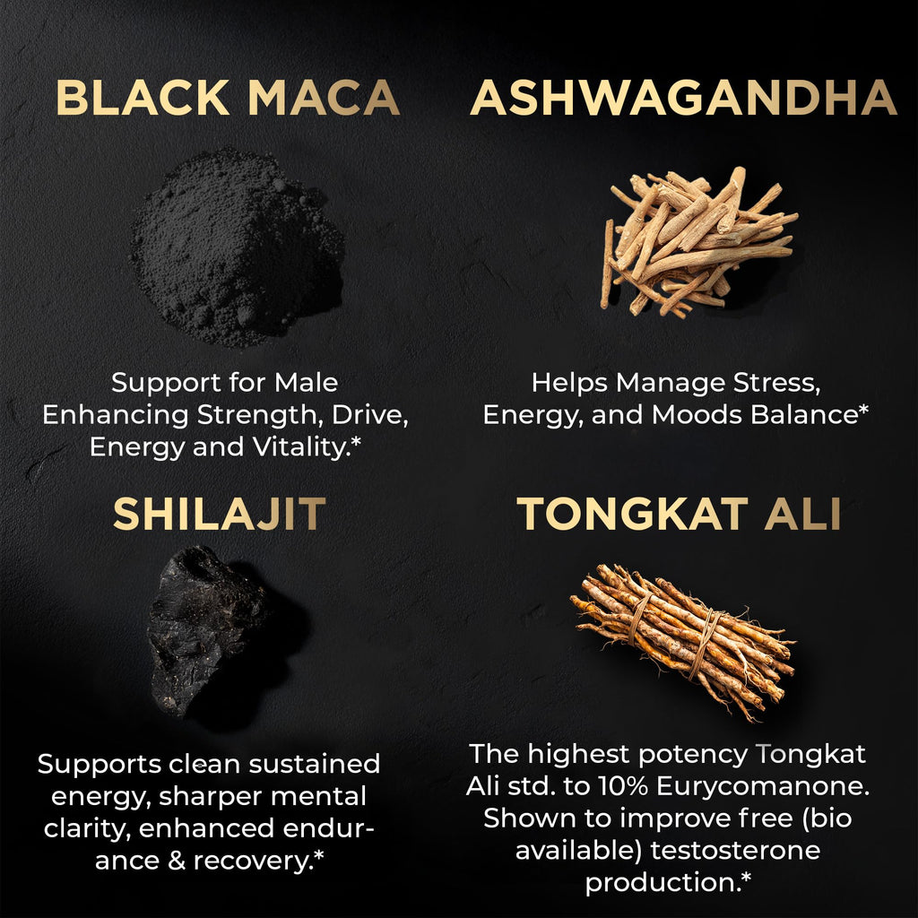ULTRA MALE® Premium for Men w. 100:1 Shilajit, 40:1 Black Maca, Ashwagandha 25%, Tongkat Ali 10% - Clinical Strength Male Enhancing Supplement for Men Health Libido+