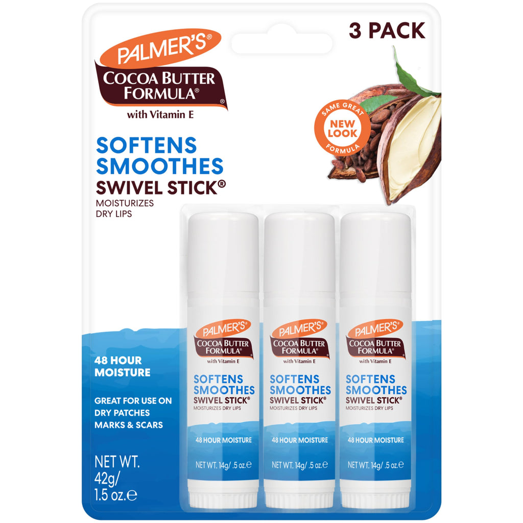 Palmer's Cocoa Butter Formula Moisturizing Swivel Stick with Vitamin E, Lip Balm for Valentine's Day, Face & Body Moisturizer Stick