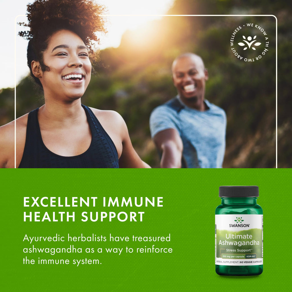 Swanson Ultimate Ashwagandha KSM-66 - Herbal Supplement Supporting Healthy Stress Levels & Relaxation - Natural Formula to Promote a Calm & Relaxed Mindset - (60 Veggie Capsules, 250mg Each) Swanson Au supplements