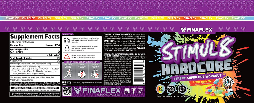 FINAFLEX STIMUL8 Hardcore, Sour Tsunami - Extreme Energy, Strength & Endurance FINAFLEX Au supplements
