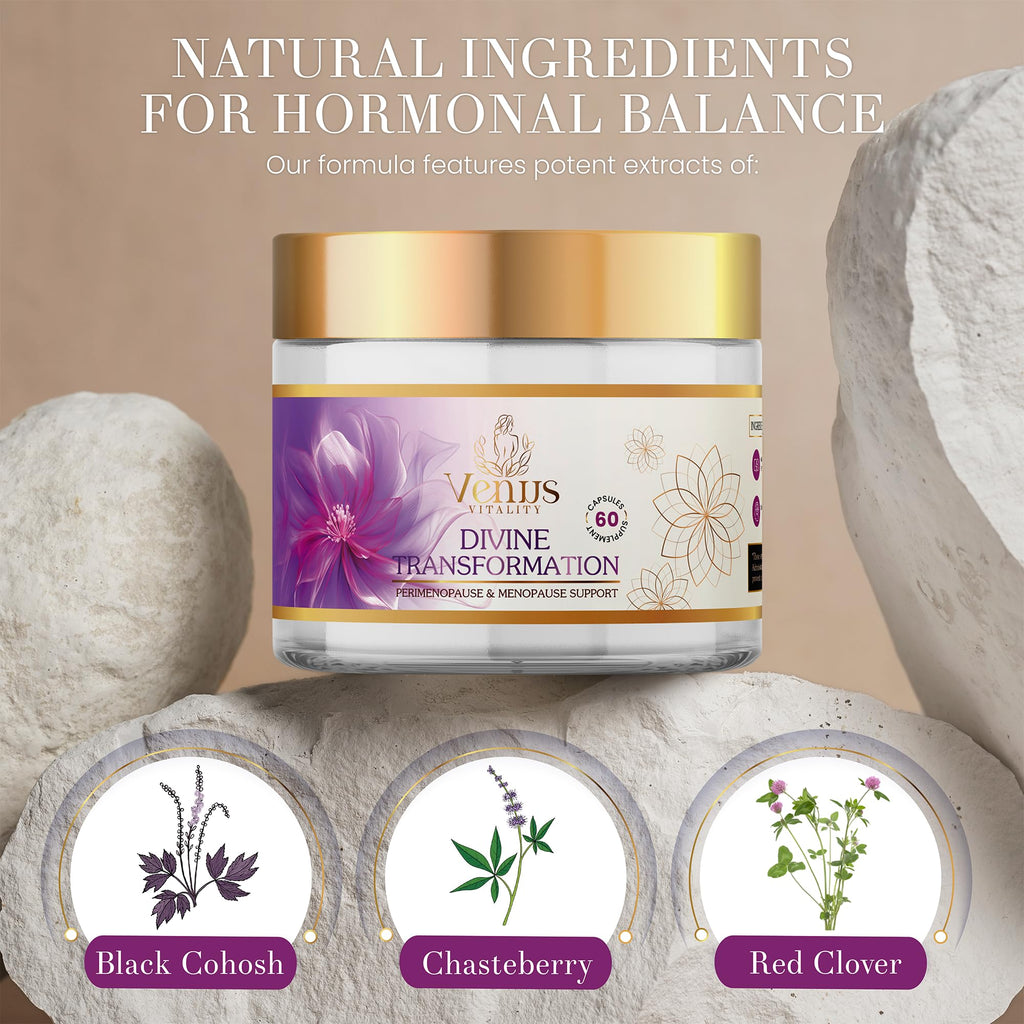 Menopause Supplements for Women - Female Hormone Balance & Immune Support - Mood Swings & Restful Sleep - Valerian Root & Saw Palmetto - Black Cohosh for Menopause Hot Flashes Relief - 60 Capsules Venus Vitality Au supplements