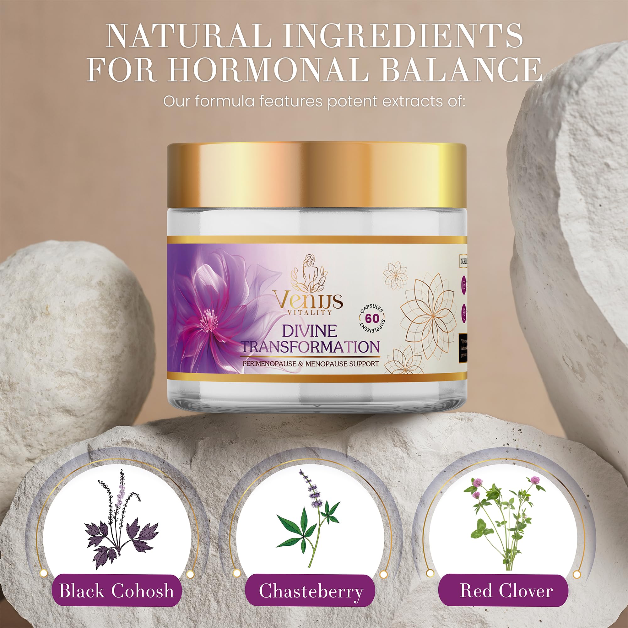 Menopause Supplements for Women - Female Hormone Balance & Immune Support - Mood Swings & Restful Sleep - Valerian Root & Saw Palmetto - Black Cohosh for Menopause Hot Flashes Relief - 60 Capsules Venus Vitality Au supplements