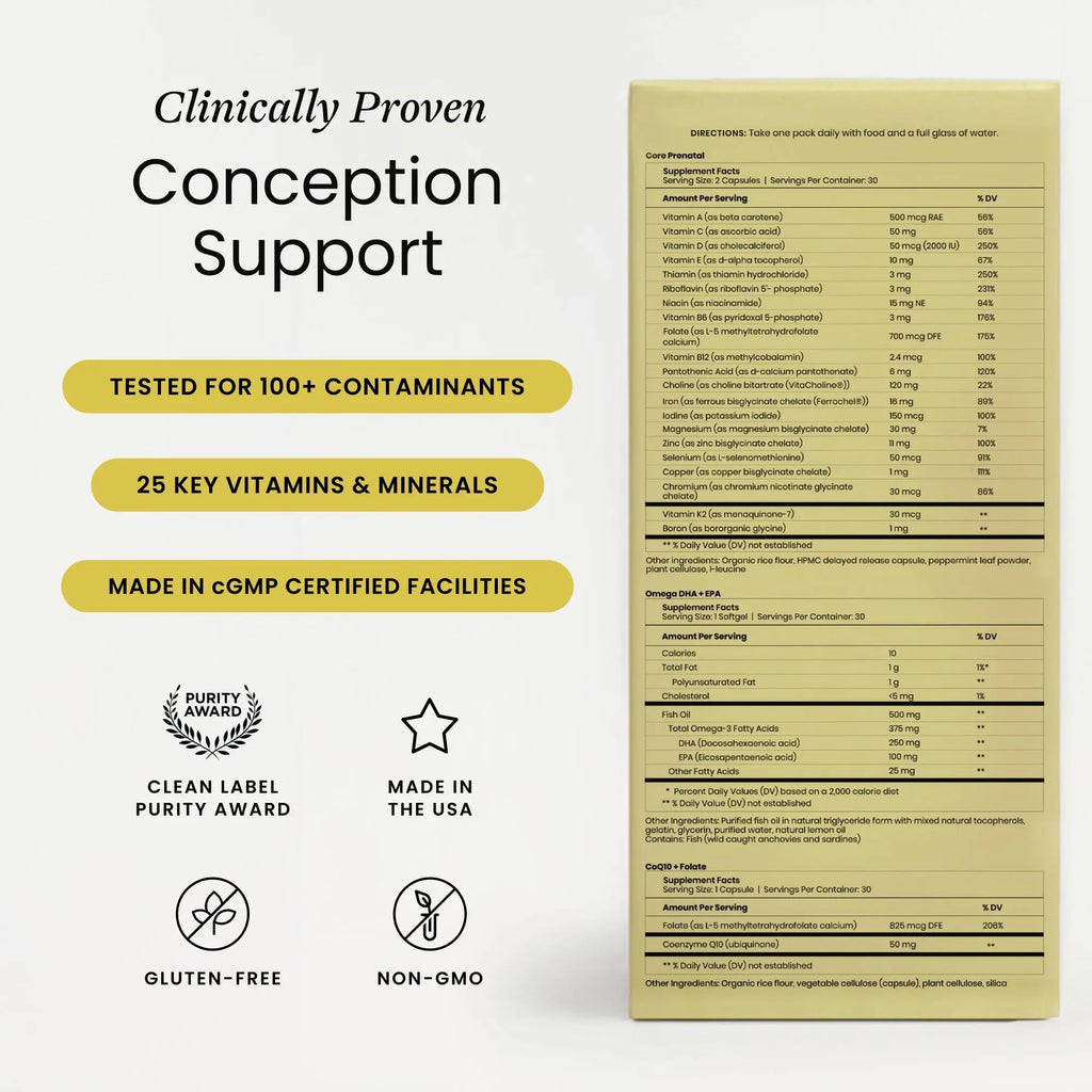 Perelel Conception Support Pack, Prenatal Multivitamin with DHA Omega 3, COQ10 & Folate, Supports Fertility Wellness for Women Perelel Au supplements
