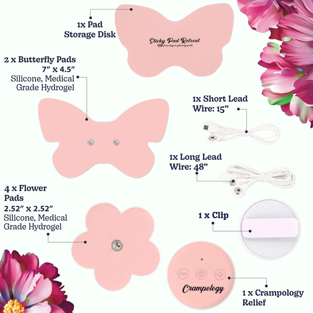 Crampology Relief Pink-Period Cramps Pain Relieving Device, Cramp Massager for Menstrual and Lower Back Ache, Reduces Endometriosis Discomfort, PMS TENS Unit, Wireless or Wired, Natural Cycle Support Crampology Au supplements