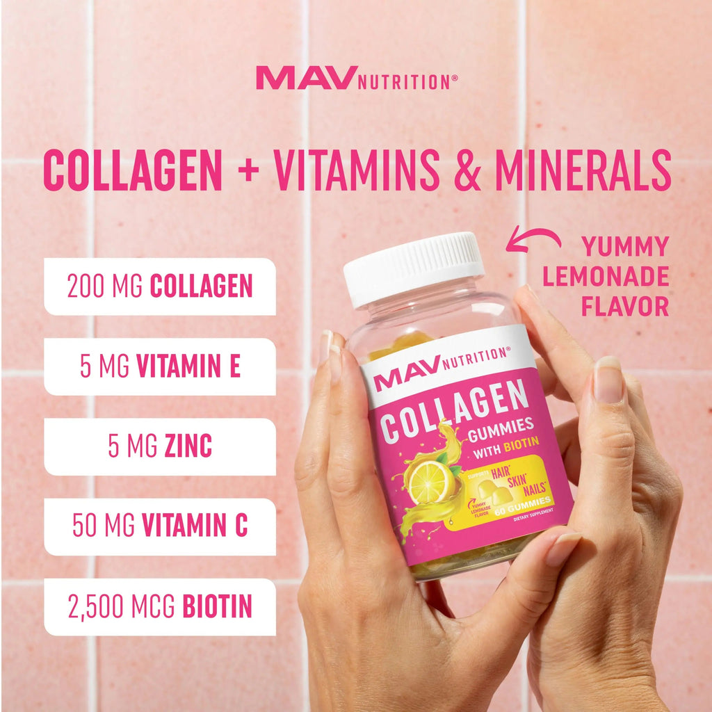 Collagen Gummies for Women | 200mg Hydrolyzed Collagen + 2500mcg Biotin, with Vitamin C, E & Zinc MAV NUTRITION Au supplements